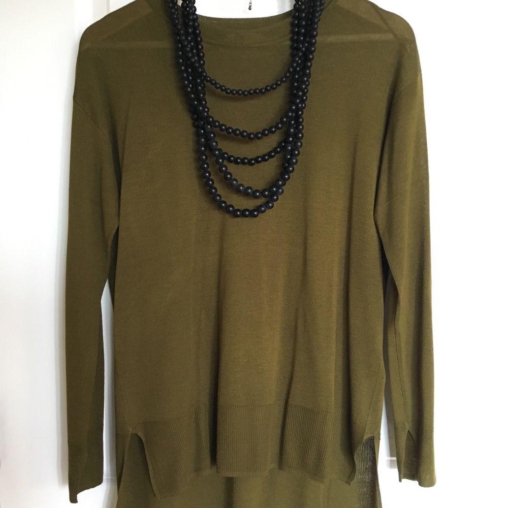 2 for $25 H&M sheer green hi-low sweater tunic top XS